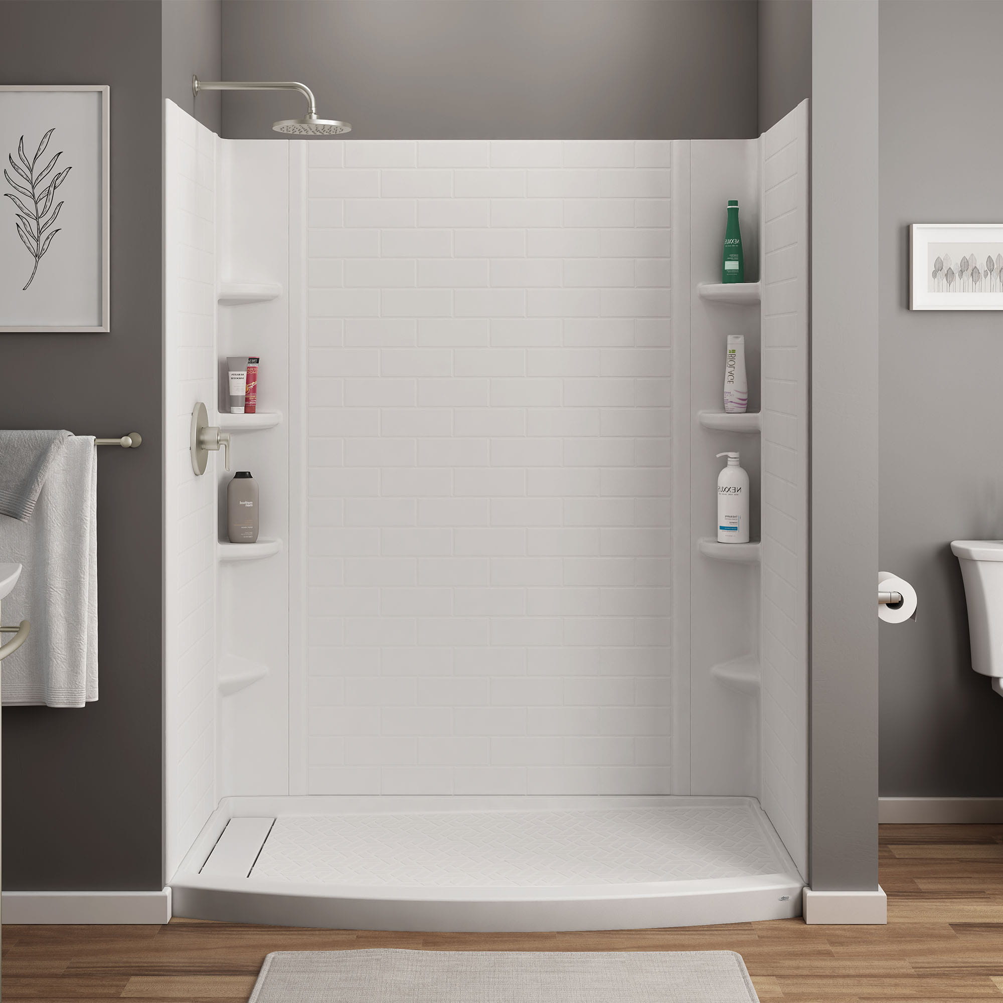 Elevate 60x30inch Curved Shower Base with Lefthand Outlet